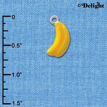 C2798+ - 3-D Yellow Enamel Bananas - Silver Charm ( 6 charms per package )