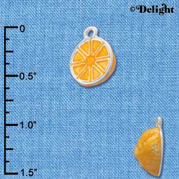 C2802+ - 3-D Enamel Orange - Silver Charm ( 6 charms per package )