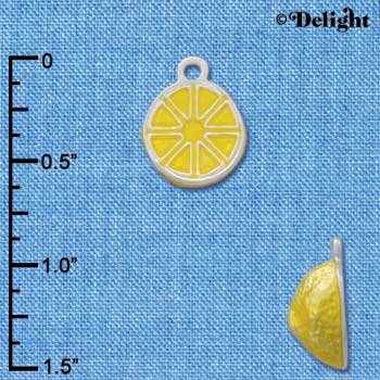 C2803+ - 3-D Yellow Enamel Lemon - Silver Charm ( 6 charms per package )