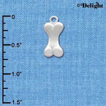 C2812+ - 3-D Silver Dog Bone - Silver Charm ( 6 charms per package )