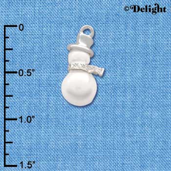 C2813* - Pearl Snowman - Silver Charm ( 6 charms per package )