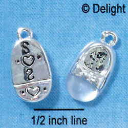 C2817+ - 3-D Silver Baby Shoe with Blue Toe - Silver Charm ( 6 charms per package )