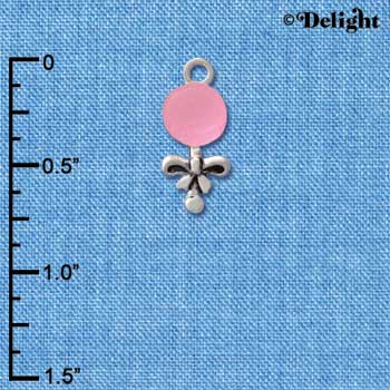 C2822+ - Pink Baby Rattle - Silver Charm ( 6 charms per package )