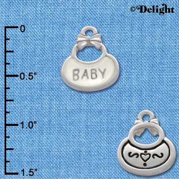 C2830+ - 2-Sided Clear Frosted Baby Bib - Silver Charm ( 6 charms per package )