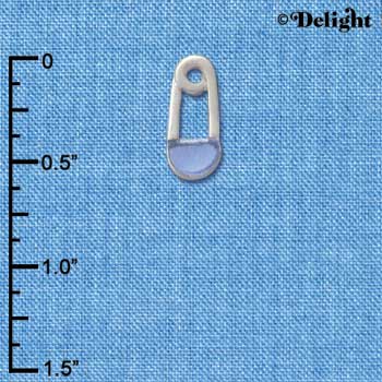C2832+ - 2-Sided Blue Baby Safety Pin - Silver Charm ( 6 charms per package )