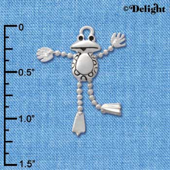 C2861 - Silver Floppy Frog - Silver Charm ( 6 charms per package )