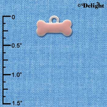 C2876 - Light Pink Dog Bone - Silver Charm ( 6 charms per package )