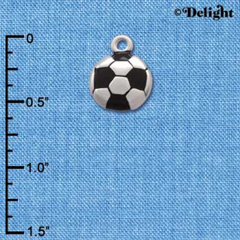 C2892+ - Silver Soccerball - 2 Sided - Silver Charm (6 charms per package)