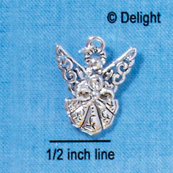 C2896+ - Antiqued Silver Angel - 2 Sided - Silver Charm (6 charms per package)