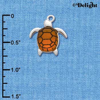 C2900 - Silver Turtle with Amber Resin Body - Silver Charm (6 charms per package)