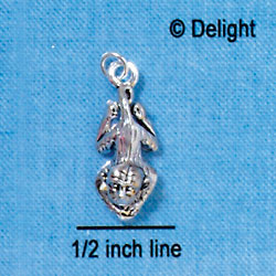 C2905+ - Antiqued Silver Hanging Monkey - Silver Charm (6 charms per package)