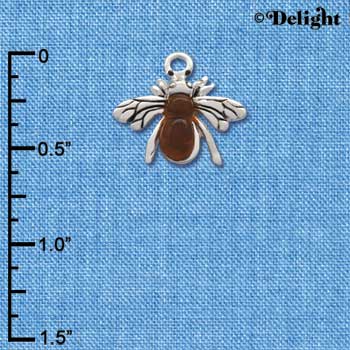 C2908 - Silver Bee with Amber Resin Body - Silver Charm (6 charms per package)