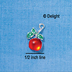 C2912 - Red Resin Apple - Silver Charm (6 charms per package)