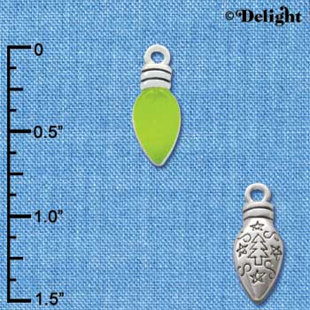 C2945+ - Christmas Lights - Translucent Lime Green Resin - Silver Charm (6 charms per package)