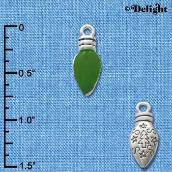 C2946+ - Christmas Lights - Translucent Green Resin - Silver Charm (6 charms per package)