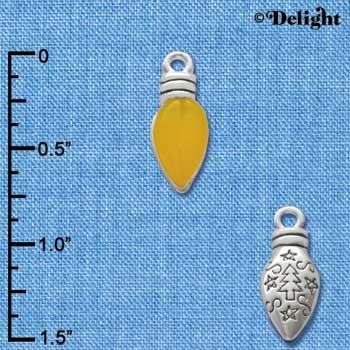 C2949+ - Christmas Lights - Translucent Hot Yellow Resin - Silver Charm (6 charms per package)