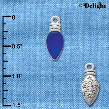 C2950+ - Christmas Lights - Translucent Blue Resin - Silver Charm (6 charms per package)