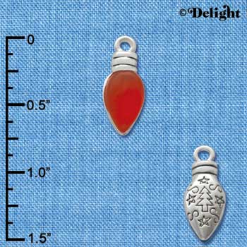 C2951+ - Christmas Lights - Translucent Red Resin - Silver Charm (6 charms per package)