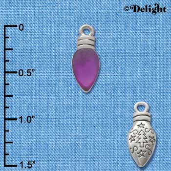 C2953+ - Christmas Lights - Translucent Purple Resin - Silver Charm (6 charms per package)