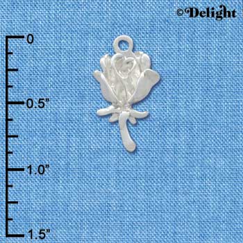 C2960 - Antiqued Silver Rose Charm - Silver Charm (6 charms per package)