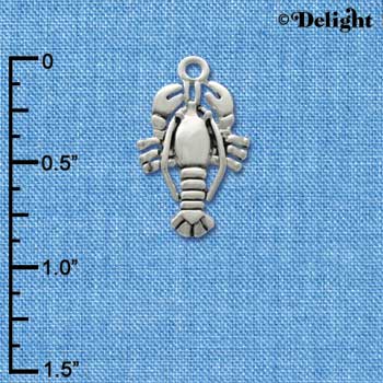 C2961 - Antiqued Silver Lobster Charm - Silver Charm (6 charms per package)