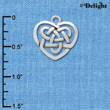 C2963 - Silver Celtic Knot Heart - Silver Charm (6 charms per package)