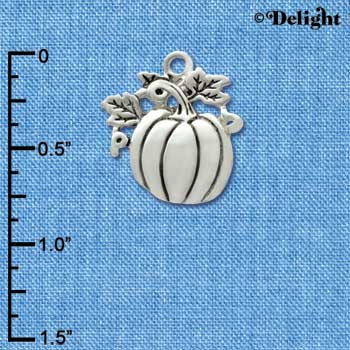 C2967 - Antiqued Silver Pumpkin Charm - Silver Charm (6 charms per package)