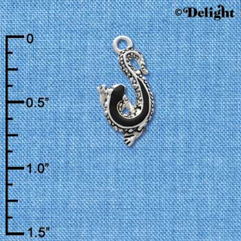 C2970* - Black Enamel Lizard - Silver Charm (6 charms per package) (Left & Right)