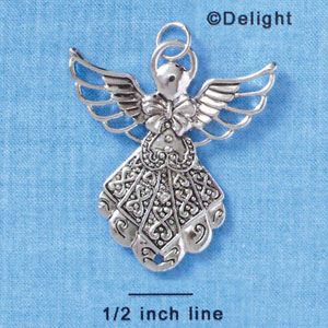 C2977 - 2-Sided Jumbo Antiqued Imitation Rhodium Angel - Imitation Rhodium Plated Charm (2 per package)