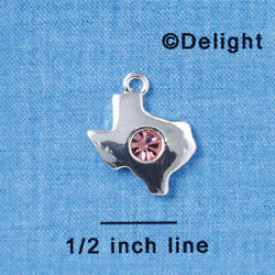 C2983 - Silver Texas with Light Pink Swarovski Crystal Stone - Silver Charm