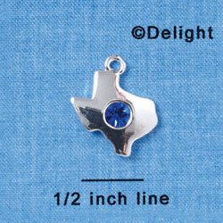 C2984 - Silver Texas with Sapphire Swarovski Crystal Stone - Silver Charm