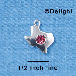 C2985 - Silver Texas with Hot Pink Swarovski Crystal Stone - Silver Charm