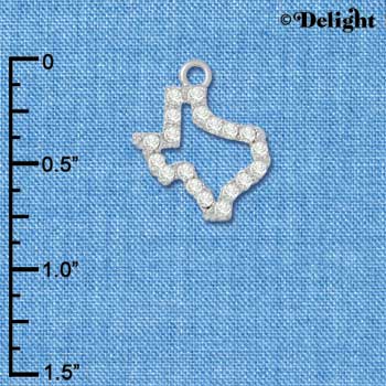 C3112 - Clear Swarovski Crystal Open Texas - Silver Charm (2 per package)