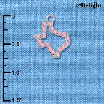 C3113 - Light Pink Swarovski Crystal Open Texas - Silver Charm (2 per package)