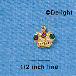 C3142 - Mardi Gras Crown with Swarovski Crystals - Gold Charm (6 per package)