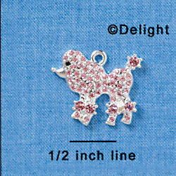 C3146 - Pink Swarovski Poodle with Mini Stones - Silver Charm (2 per package)