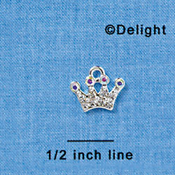 C3151 - Clear Crystal Swarovski Crown with Clear AB Crystal Accents - Silver Charm (2 per package)