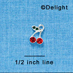 C3173 - Mini Red Swarovski Crystal Cherries - Silver Charm (6 per package)