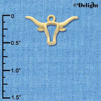 C3257 - Large Longhorn Head Outline Gold Charm (6 charms per package)