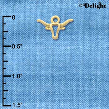 C3258 - Mini Longhorn Head Outline Gold Charm  (6 charms per package)
