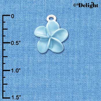 C3261 - Pearl Blue Plumeria Flower - Silver Charm (6 charms per package)