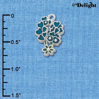 C3265 - Enamel Bluebonnet Flower - Silver Charm (6 charms per package)