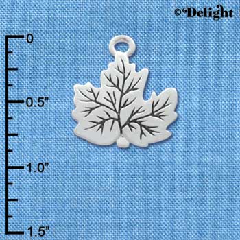 C3266 - Large Silver Leaf - Silver Charm (6 charms per package)