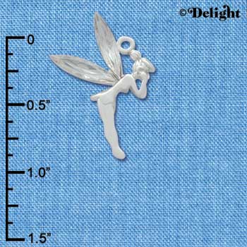 C3315 - Large Silver Fairy with Clear Resin Wings - Silver Charm (6 charms per package)