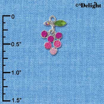 C3320 - Swarovski Crystal Purple Grape Bunch - Silver Charm (6 charms per package)