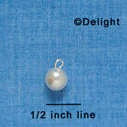 C3362+ - 8mm Glass Pearl with Fancy Eye Pin - Silver Charm (6 charms per package)