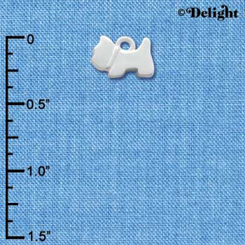 C3338+ - Mini Silver Scottie Dog - 2 Sided - Silver Charm (6 charms per package)
