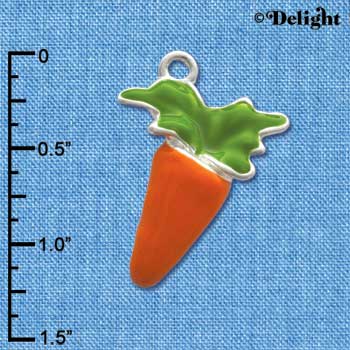C3370 - Enameled Carrot - Silver Charm (6 charms per package)