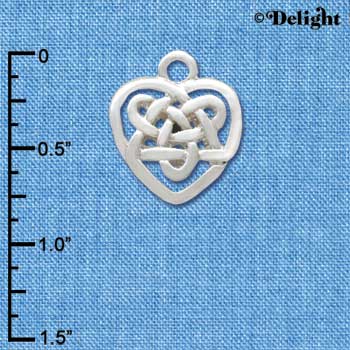 C3376 - Small Silver Celtic Heart Knot - Silver Charm (6 charms per package)