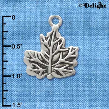 C3378+ - Silver Maple Leaf - 2 Sided - Silver Charm (6 charms per package)